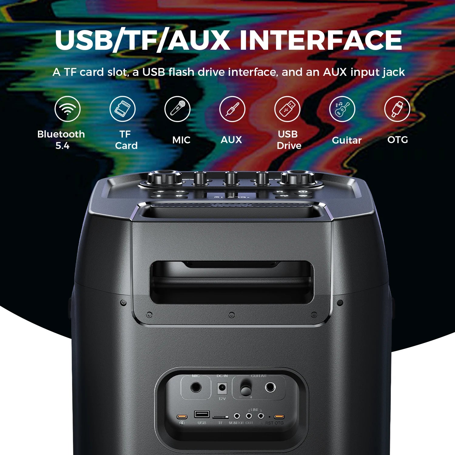 W-KING T12 Tragbare Bluetooth-Lautsprecher-Box mit 370W MAX Pro Sound, Lichtshow, CSB, Bass Boost, Rollen und Teleskopgriff