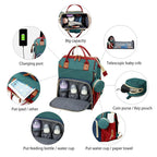 3 In 1 Diaper Bag Backpack Foldable Baby Bed Waterproof Travel Bag with USB Charge Diaper Bag Backpack with Changing Bed 3 types