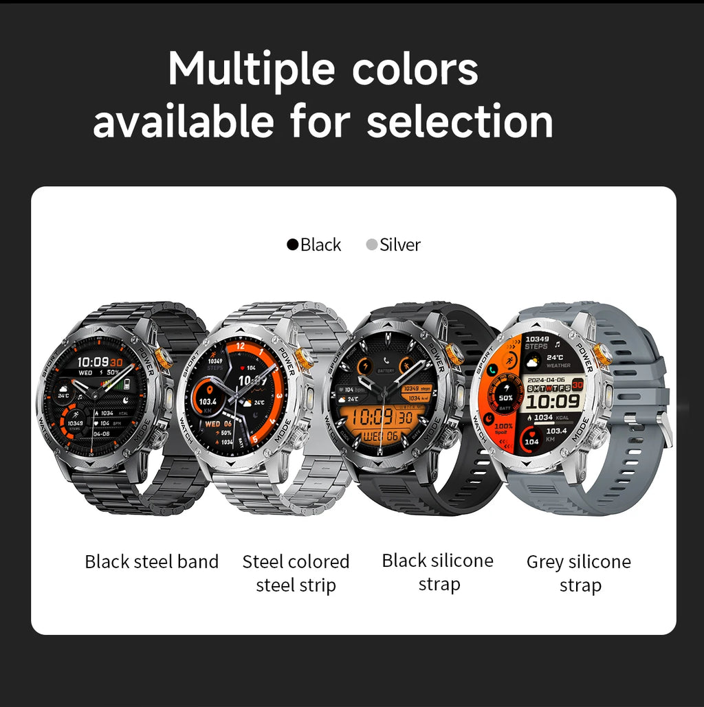LIGE New Smart Watch Men 1000mAh Large Capacity Battery Outdoor Flashlight Bluetooth Call Waterproof Sport Fitness Smartwatch