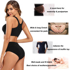 Molasus 5pcs Women's Cotton Panties Seamless Underwear High Waist Full Coverage Ladies Briefs Set Breathable Underpant Plus Size