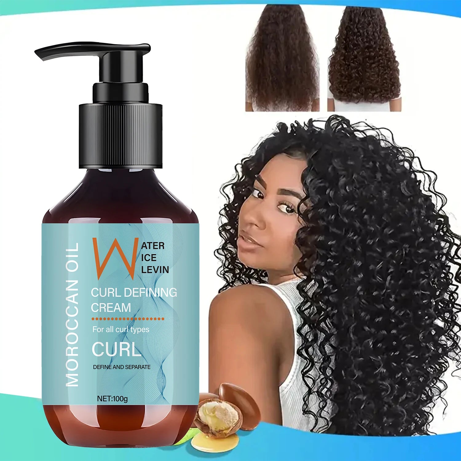 Moroccan Oil Curl Defining Cream for All Curl Types - Define and Separate with Biotin, Collagen & Rosemary Oil Main image