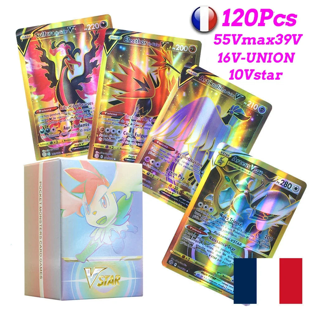 60-100Pcs New English French Spanish Pokemon Cards GX MEGA EX TAG TEAM Vstar Game Battle Card Hot Sale Collection Card Kids Gift