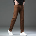 2026 98% Cotton Elastic Cotton Jeans Men's Spring Slim Straight Denim Pants Comfort Large Size Korean Business Casual Trousers