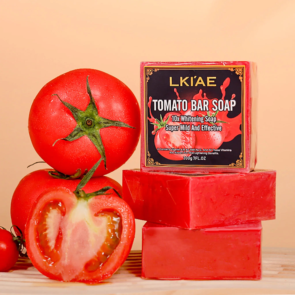 AILKE Organic Tomato Soap Bar, Lightening Skin, Deeply Clean, Exfoliate, Remove Dark Spots, Moisturizing, For Face, Body, 200g