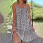 2026 Summer New Cross border Amazon European and American Leisure Style Printed Sleeveless Large Swing Strap Dress