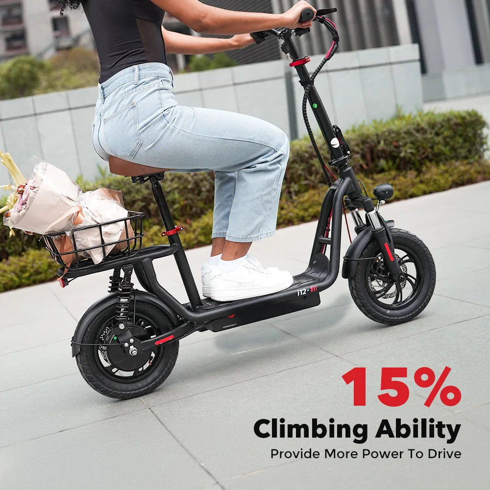 ISCOOTER i12 Adult Electric Scooter 500W Motor E- Scooter 36V7.5AH Battery Electric Scooter 12 Inch Road Tire Electric Scooter