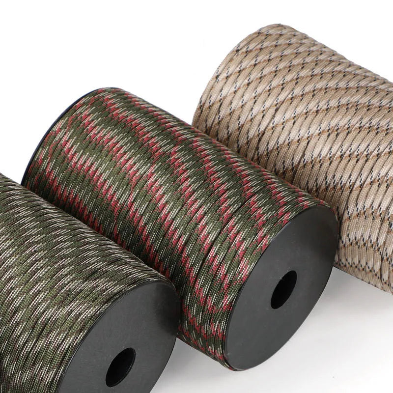 100/50M 550 Military Standard 9-Core Paracord Rope 4mm Outdoor Parachute Cord Survival Umbrella Tent Lanyard Strap Clothesline