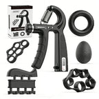 Adjustable Hand Grip Strengthener with Counter, Finger Exerciser Stretcher, Forearm Workout Equipment, Grip Ring Stress Ball, Hand Rehabilitation Trainer, Hand Strength Training Kit