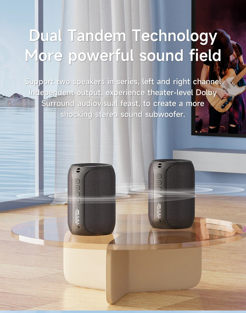 ZEALOT-S32PRO Portable Bluetooth 5.2 Speaker Outdoor Waterproof Wireless TWS Mini Column Box Speaker Outdoor TF Card Boom Box