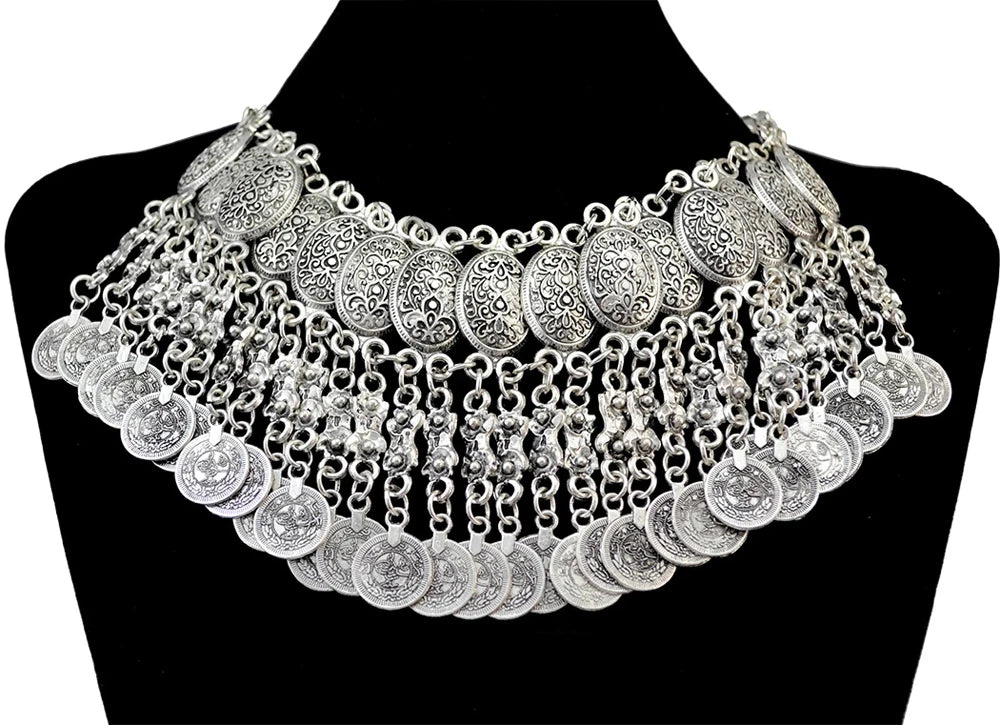 Multi-style Vintage Coin Choker Necklace for Women Boho Afghan Ethnic Gypsy Native Tribal Dress Turkish Pakistan Indian Jewelry