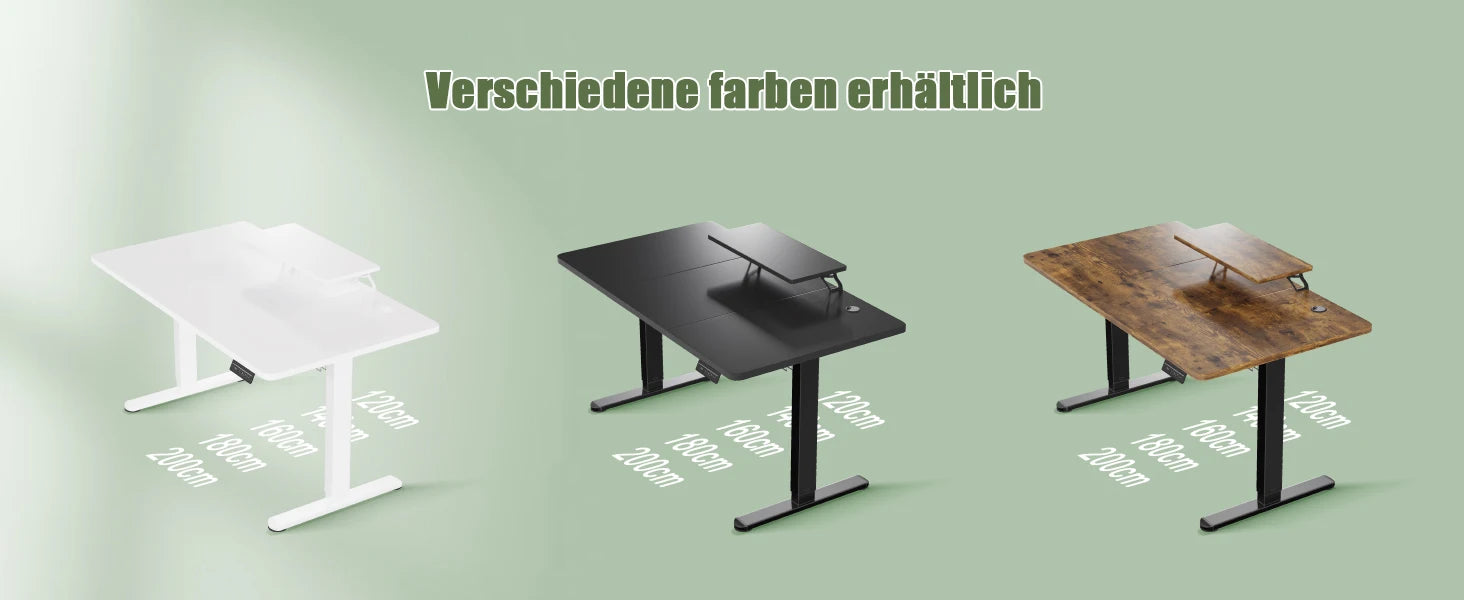 Devoko Height Adjustable desk Electric 120 × 60cm with Monitor Stand Ergonomic Seat Standing Desk (White)