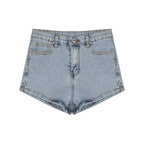 Women's Denim Shorts Casual High-Waisted Shorts Retro-Washed Button-Fly Sexy Hot Pants Tight-fitting Summer Shorts