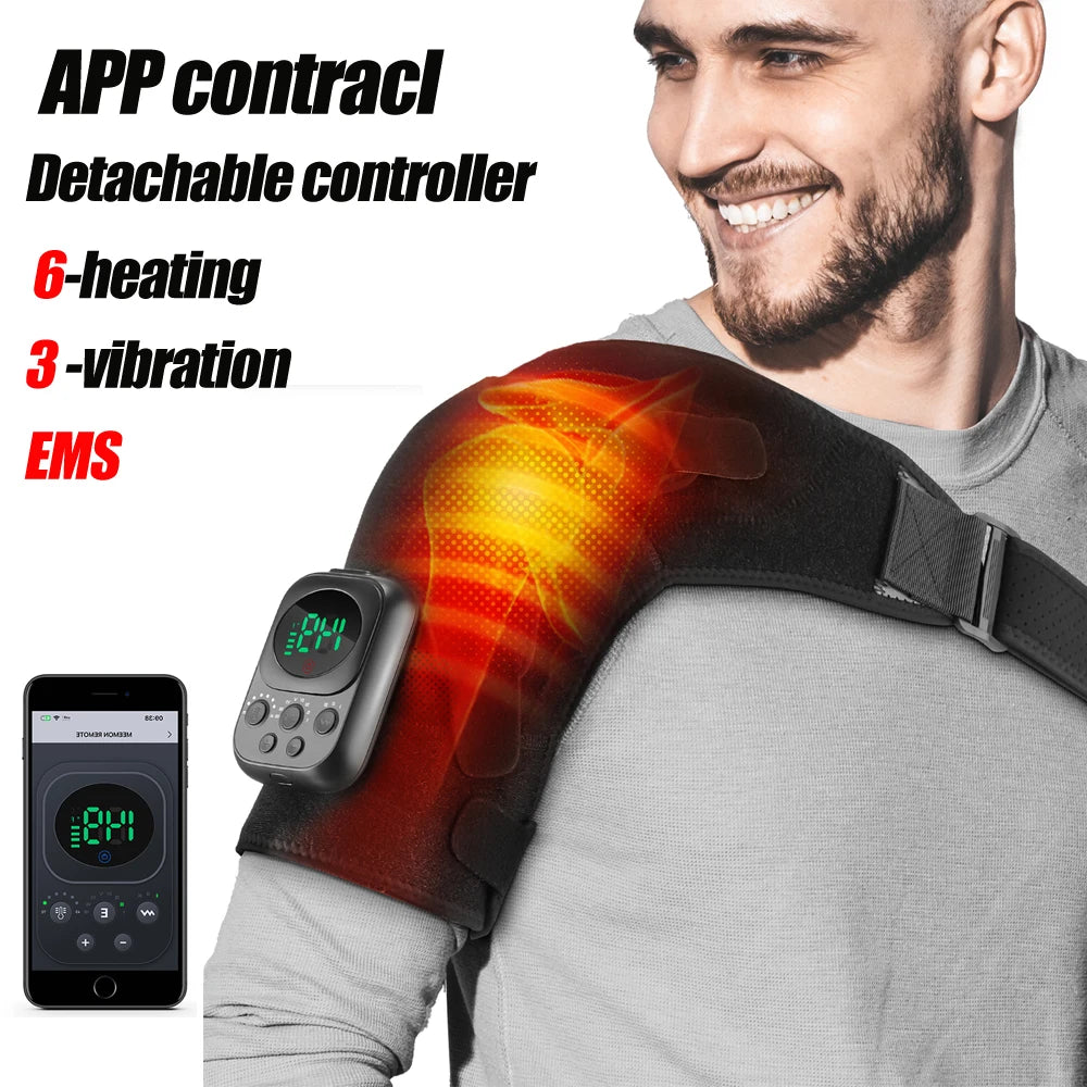 Electric Heating Shoulder Brace LED Display Vibration Shoulder Massage Support Belt Strap For Joint Brace Care Muscle Relaxation