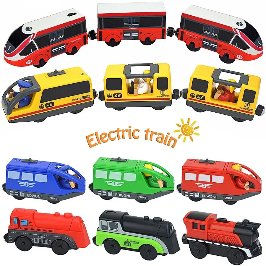 Locomotive Magnetic Car Electric Train Toys Fit All Brand Biro Wooden Diecast Slot Train Track Railway Educational Toys For Kids