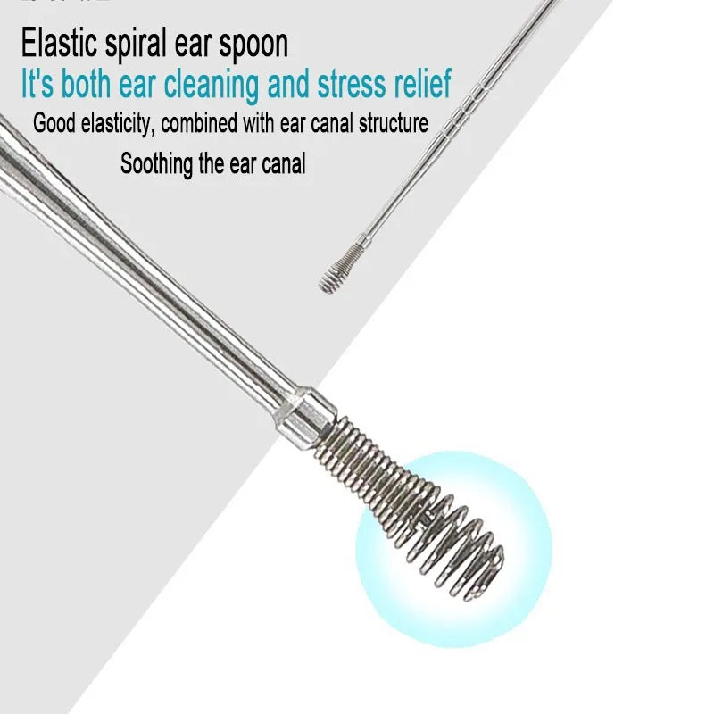 6pcs Stainless Steel Ear pick cleaning kit Clean your ear wax cleaner removal tool cleaner ear sticks Clean Tool Kit Care EBHL04