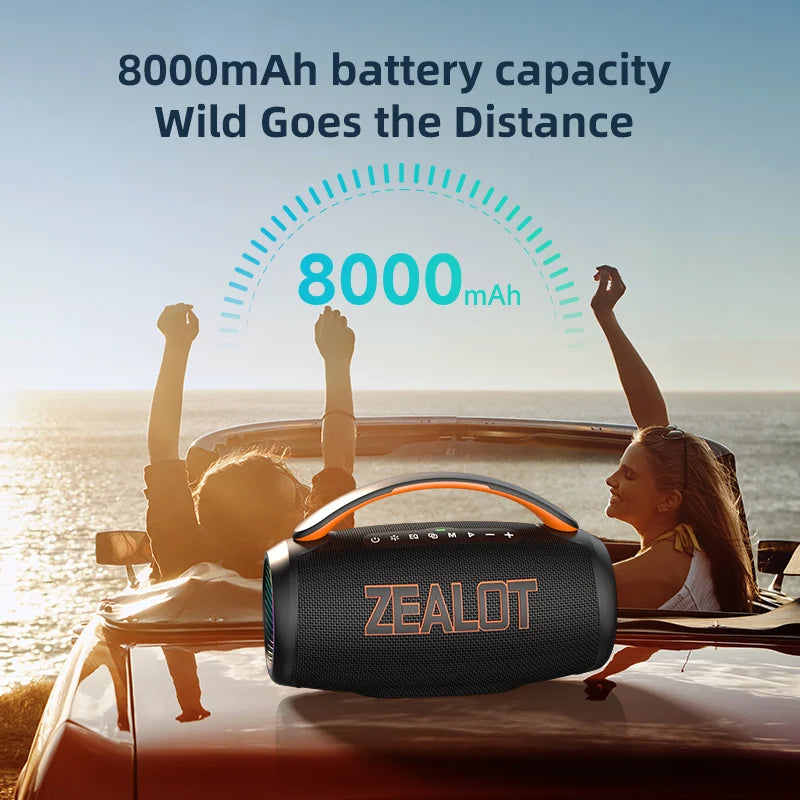 zealot-P12 Speaker 60W Bluetooth Speaker Portable Speaker with 10-Hour Playtime, Portable Handle, for Camping, Party,TWS,AUX