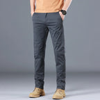2024 Men's High Quality Pure Cotton Classic Solid Color Casual Pants Business Stretch Cotton Slim Straight Brand Trousers Male
