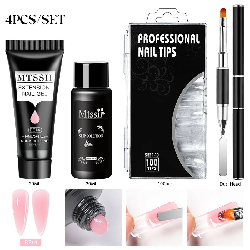 24PCS/Set 20ml Poly Naili Extension Gel  Kit Mini UV Lamp Sealer With Base Top Coat Professional Poly UVNail Gel Kit Starter Kit