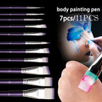 7/11pcs Professional painting brush set, wide and delicate brushes for artistic makeup and design, facial and body art brushes