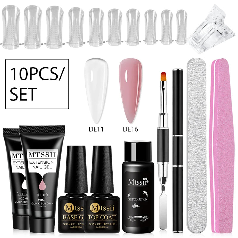 24PCS/Set 20ml Poly Naili Extension Gel  Kit Mini UV Lamp Sealer With Base Top Coat Professional Poly UVNail Gel Kit Starter Kit