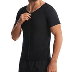 Men Sweat Sauna T-shirt Heat Trapping Compression Shirts Waist Trainer Sportswear Slimming Sauna Suit Fitness Fat Burning Tops