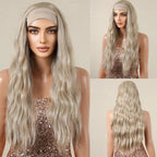 ALAN EATON Long Blonde Synthetic Headband Wig Ombre Blonde Straight Hair Wigs Natural Looking Heat Resistant Fiber for Daily Use
