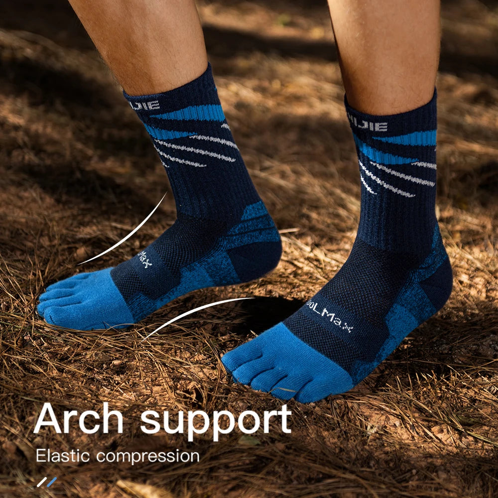 AONIJIE E4846 Sports Long Five-finger Socks Warm and Breathable Terry Socks Suitable for Mountaineering and Cross-country Hiking