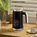 BioloMix 5-in-1 Smart Milk Frother w/LED Touch Display, Style Foam for Coffee & Lattes,Hot And Cold Foam Maker