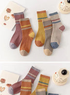 5 Pairs Striped Print Socks for Women Comfy Soft Mid Tube Socks Winter  Harajuku Funny Casual Sock Women's Stockings Hosiery