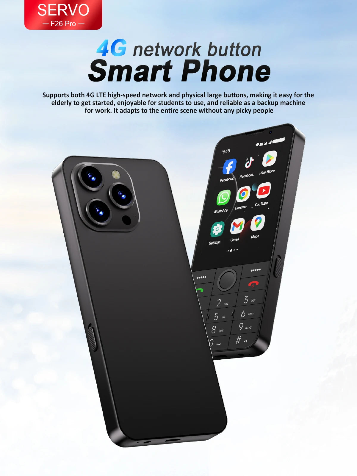 UNIWA F26 PRO 4G Touchscreen Smartphones Keypad Phone 3.5” Dual SIM Android 11 2GB+16GB 2850mAh Cellphone Whatsapp Google Store