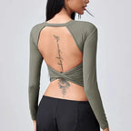 Cloud Hide Black Beauty Back Yoga Shirts Women Long Sleeve Blouse Plus Size Sports Gym Fitness Top Running T-Shirt Workout Shirt