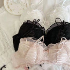Lolita Girls Lace Padded Bra Sets Women Underwear Intimates Bralette Lingerie Japanese Ruffled Sweet Sexy Thin Cup Panties
