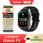 Lenovo 2026 Smart Watch 1.96" HD AMOLED Display Heart Rate Health Monitoring Bluetooth Voice Callings Smartwatch For Android IOS