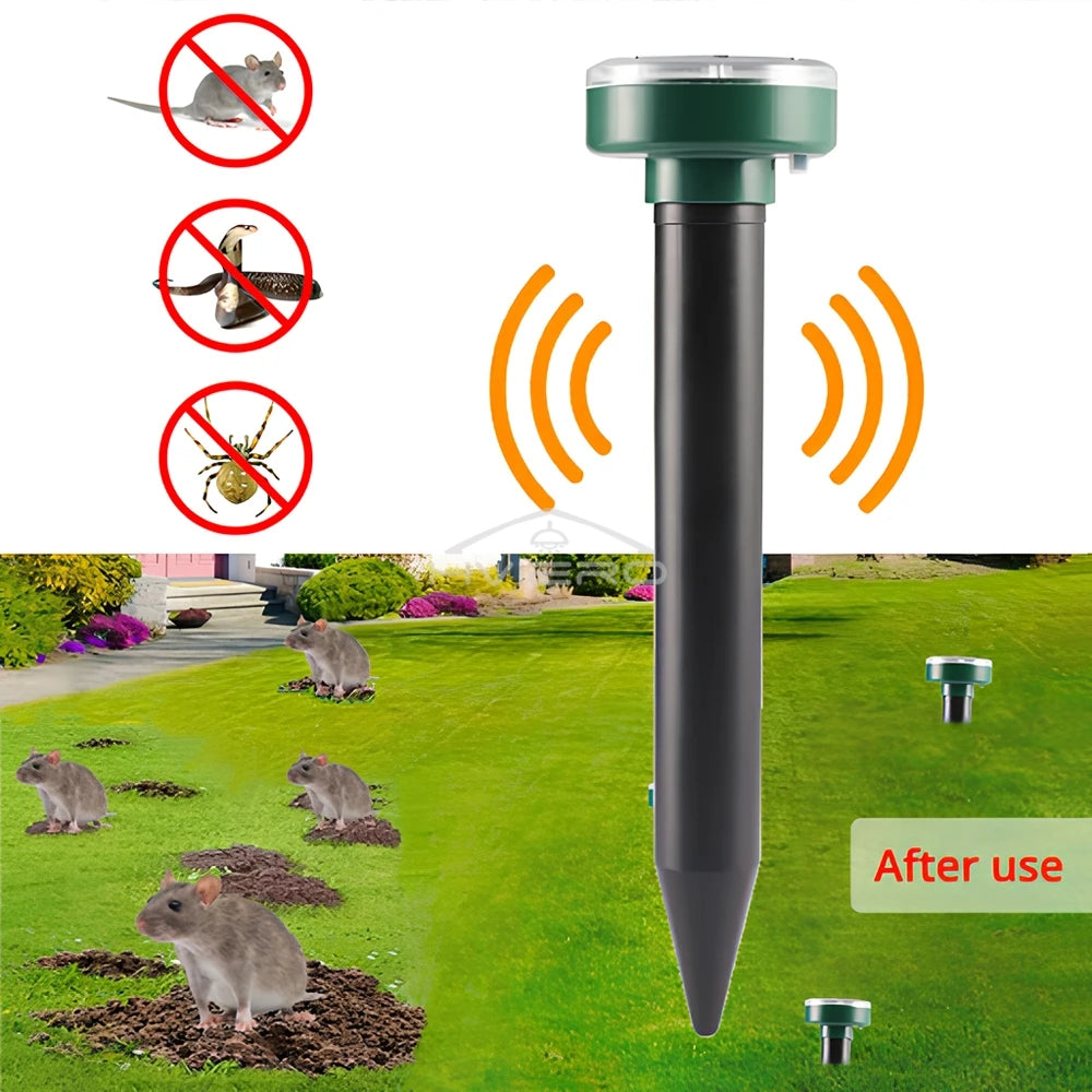 4/8X Solar Repeller Powered Ultrasonic Sonic Mouse Mole Pest Rodent Repellent Vibration Wave Yard Outdoor Garden Lawn Farm Field
