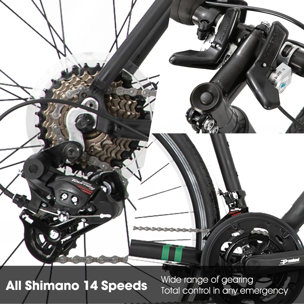 Hiland Aluminum Road Bike,Shimano 14 Speeds, 53/57cm Frame, Racing Bike for Men Mens Racing Bike