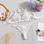 Elegant Lingeries Sexy Hot Exclusive Coffee Bra Belt Thong 3PC with Leg Circles Cute Intimate Lace Tempted Tipsy Set