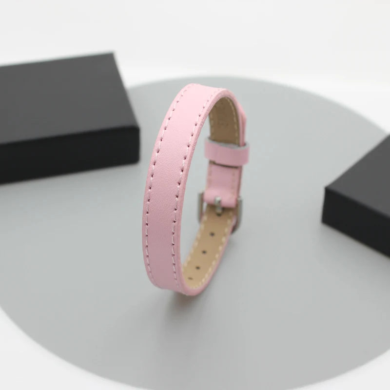 20pcs 10mm Genuine Real Leather Bracelet For Women Slide Letter Charms Wristband Jewelry Making DIY Pet Collar Keychain Band