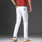 2026 98% Cotton Elastic Cotton Jeans Men's Spring Slim Straight Denim Pants Comfort Large Size Korean Business Casual Trousers