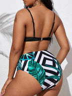 2026 Large Plus Size Bikinis Printed Bowknot Swimsuit Women High Waist Swimwear Female Bathers Bathing Swimming Swim Suit