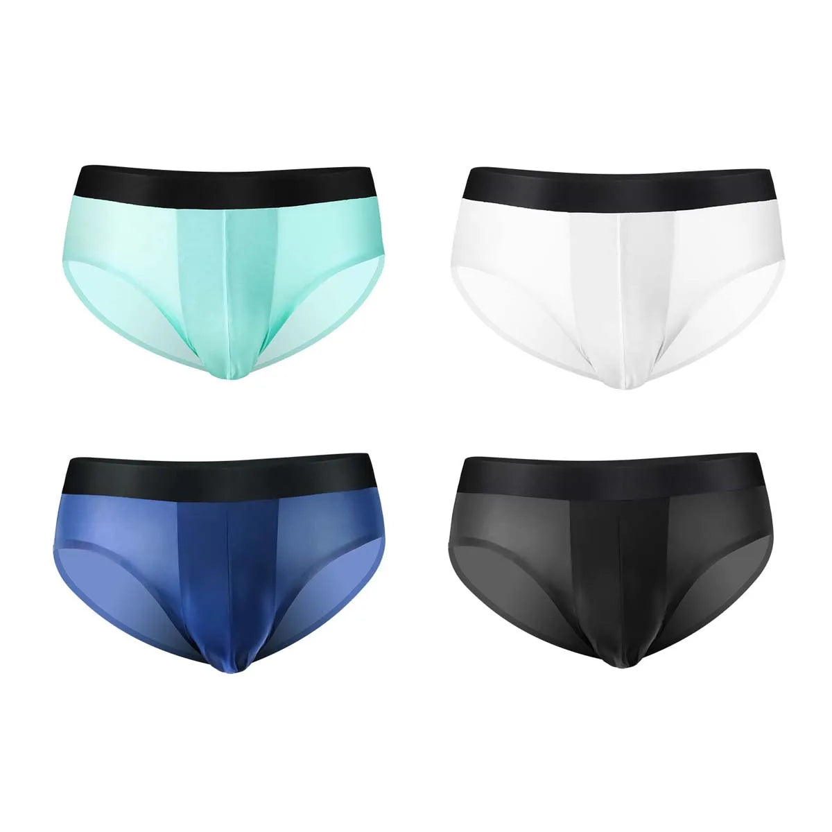 4pcs LORIEN CREST ice silk Men's underwear seamless ultra-thin double-layer crotch breathable men's briefs mid-waist sexy&light