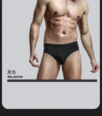 4pcs LORIEN CREST ice silk Men's underwear seamless ultra-thin double-layer crotch breathable men's briefs mid-waist sexy&light