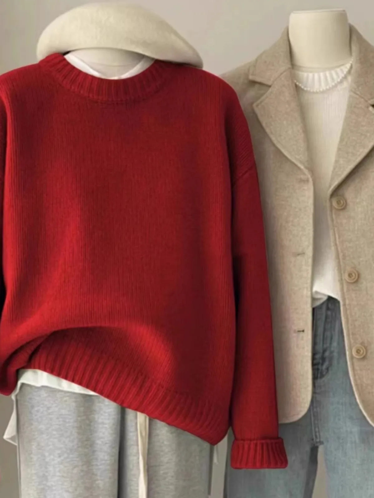 Soft waxy round neck 100 pure cashmere sweater women's loose sweater autumn and winter short base sweater