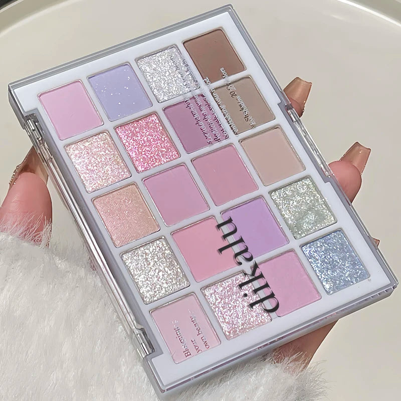 DIKALU 20-Color Korean Low Saturation Eyeshadow Tray Matte Waterproof Brown Pink Eye Shadow Palette Long-lasting Daily Makeup