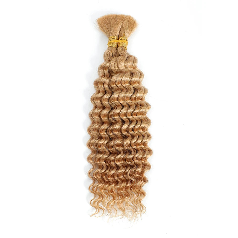 P4/27 Highligt Deep Wave Bulk Human Hair Braiding Blonde Curly Brazilian Human Hair Extensions for Micro Braiding No Weft