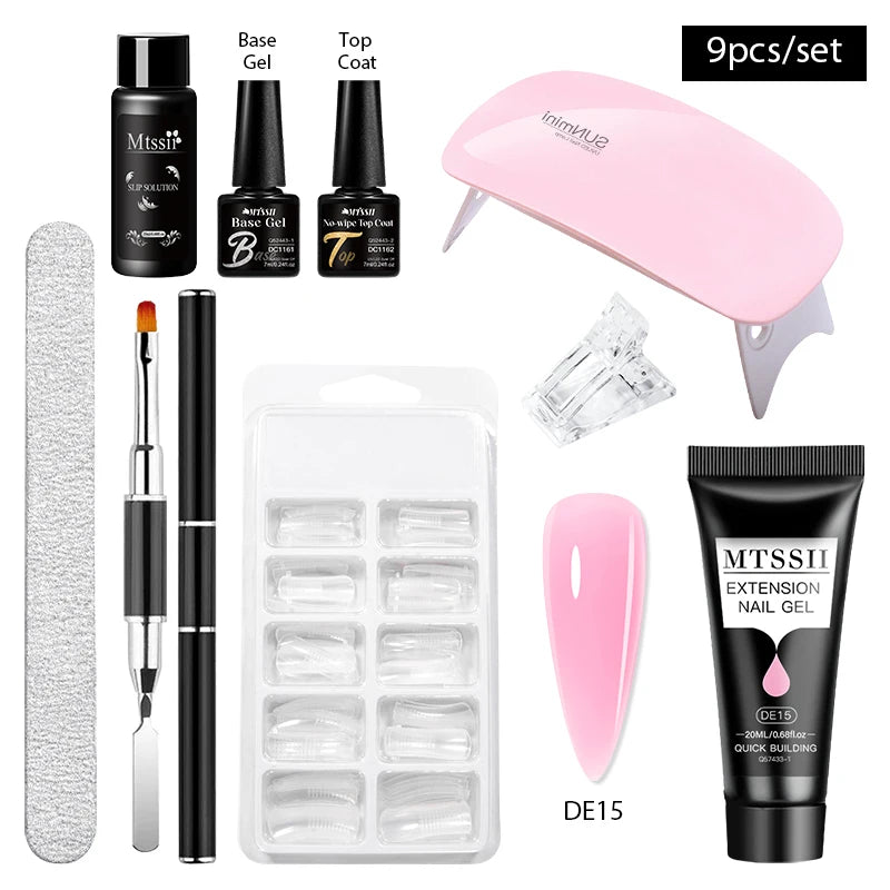 24PCS/Set 20ml Poly Naili Extension Gel  Kit Mini UV Lamp Sealer With Base Top Coat Professional Poly UVNail Gel Kit Starter Kit