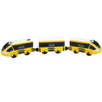 Magnetic Electric Train Car Locomotive Wooden Track Slot Diecast Railway With Two Carriages Train Wood Kid Toy Biro Leduo Track