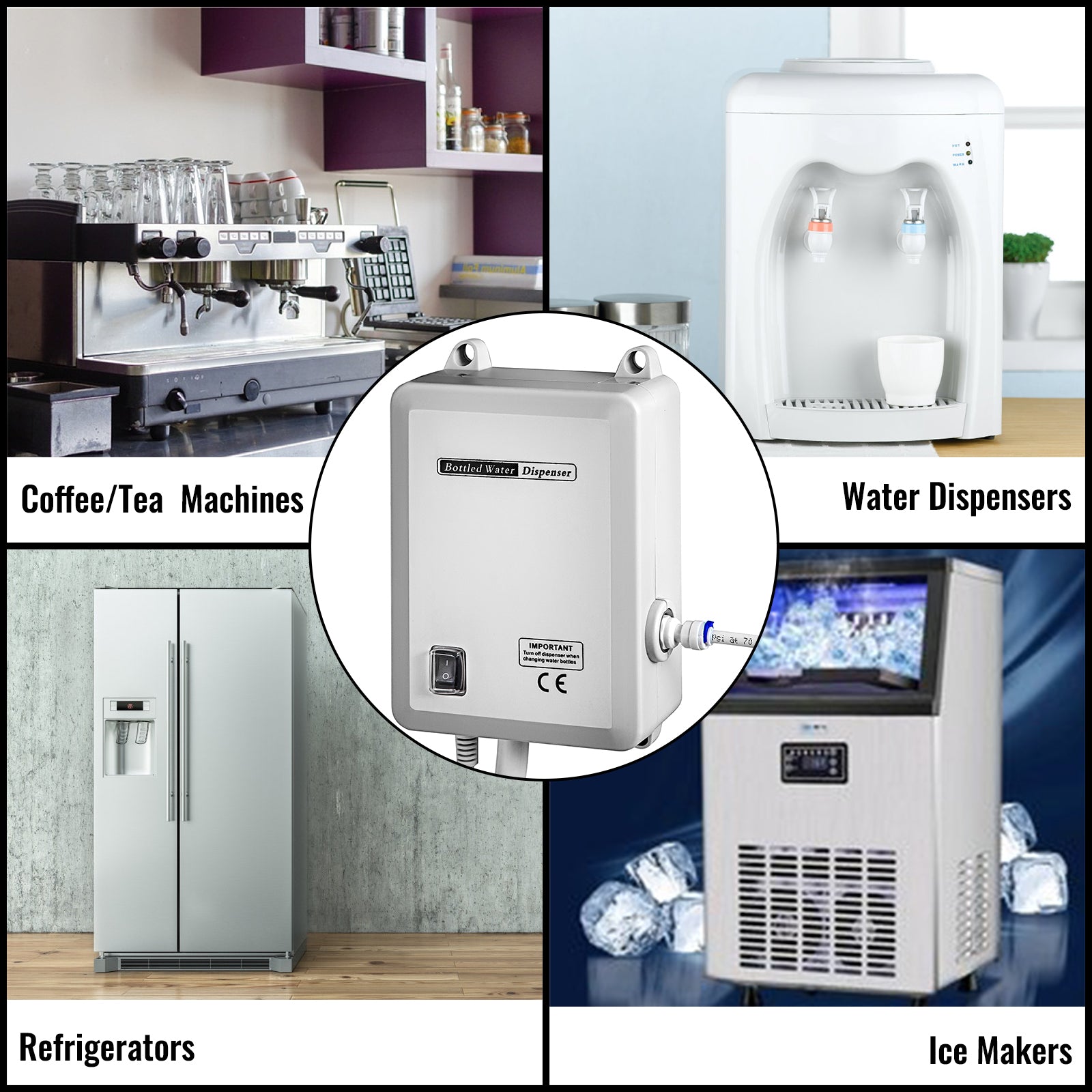 SucceBuy Bottled Water Dispensing Pump w/PE Pipe 1 Gal/MIN 40 PSI for Coffee Tea Machine Water Dispenser Refrigerator Ice Maker