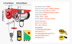VEVOR 1320/1760/2200 lbs Electric Cable Hoist Winch with Wireless Remote Control & Emergency Stop for Garage Warehouse Lifting